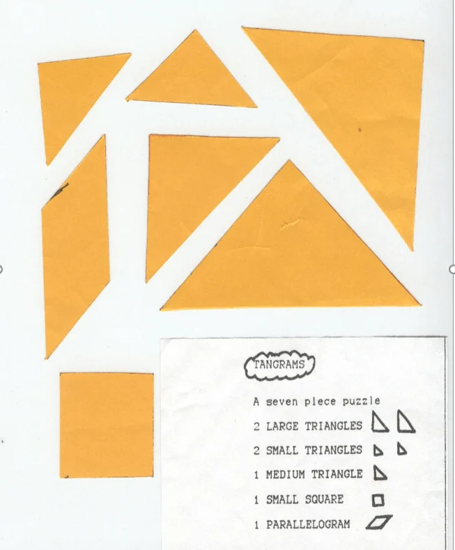 tangram cut outs with label