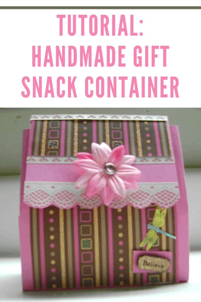 pink striped handmade gift snack container