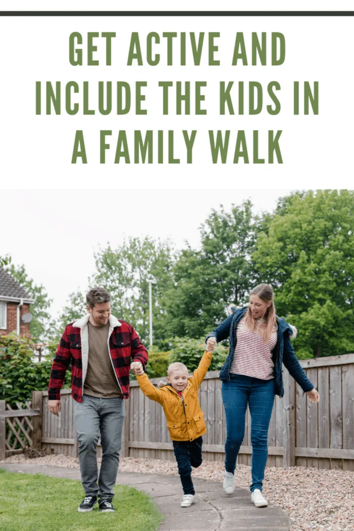 family going for after dinner walk