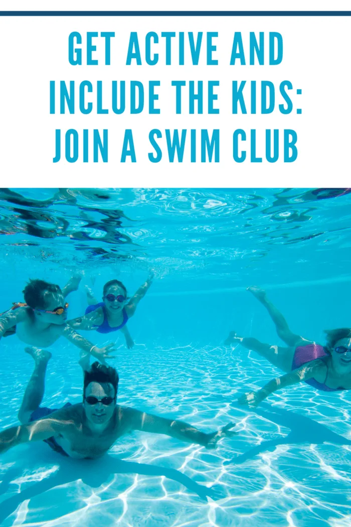 family swimming under water