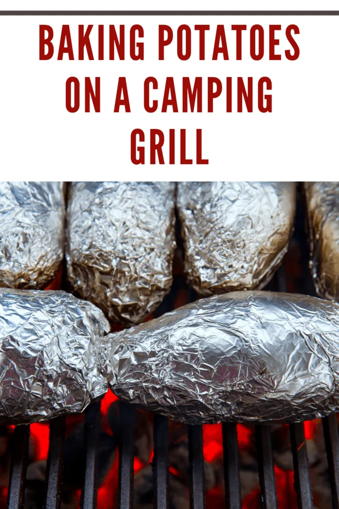 foil wrapped potatoes on camping grill