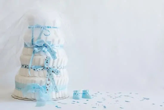 A diaper cake is not really a cake that you can eat, but it sure does look like a cake, only that it is made of diapers.