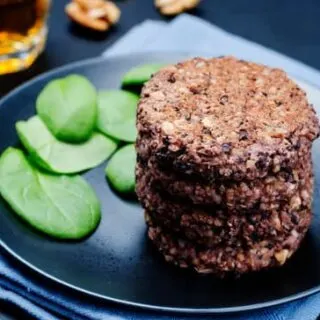 These black bean burgers are made with black beans and gussied up with spices.