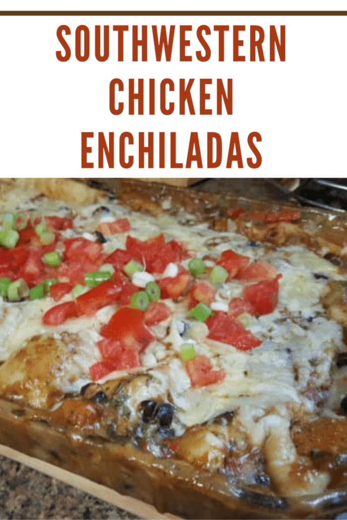 Southwestern Chicken Enchiladas in pan