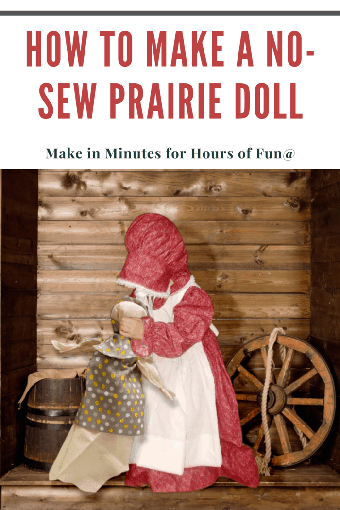 Make this easy No Sew Pioneer Rag Doll with this quick and easy tutorial on how to make a no sew handmade prairie rag doll!