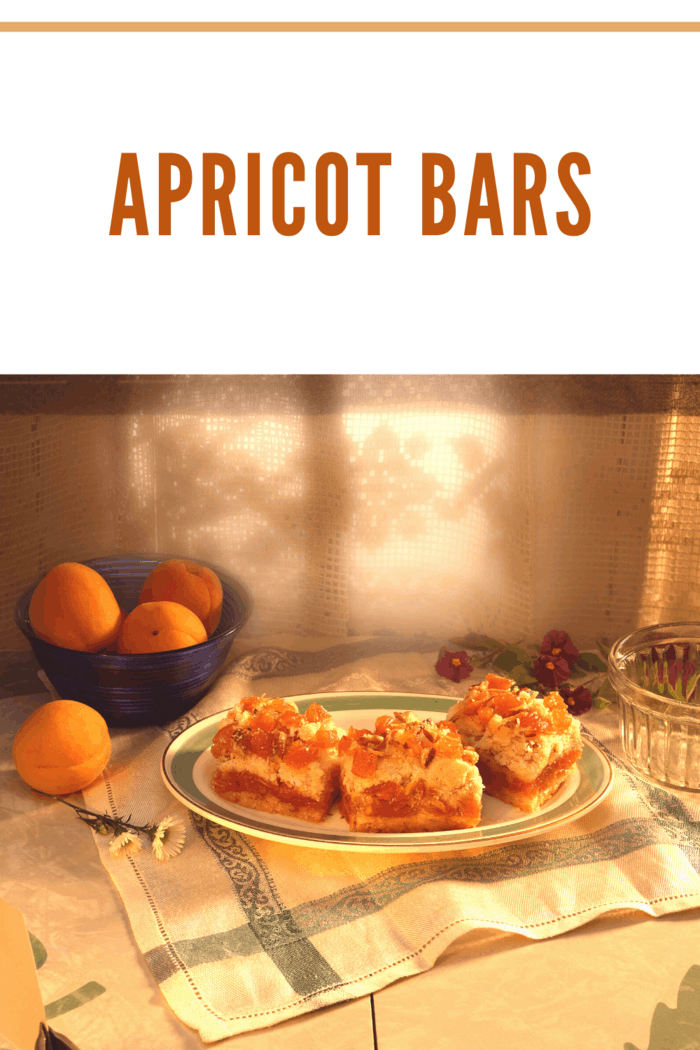 Freshly baked apricot bars on a counter, perfect for a quick and delicious homemade treat