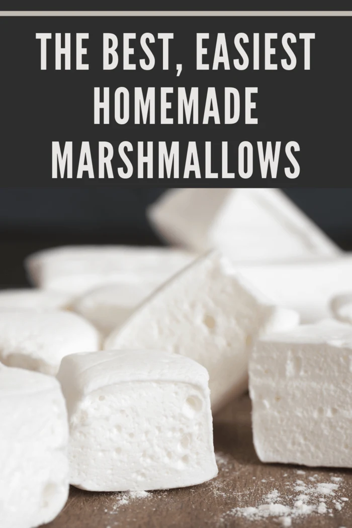 Fresh, fluffy marshmallows coated in powdered sugar, made using an easy marshmallow recipe for sweet treats