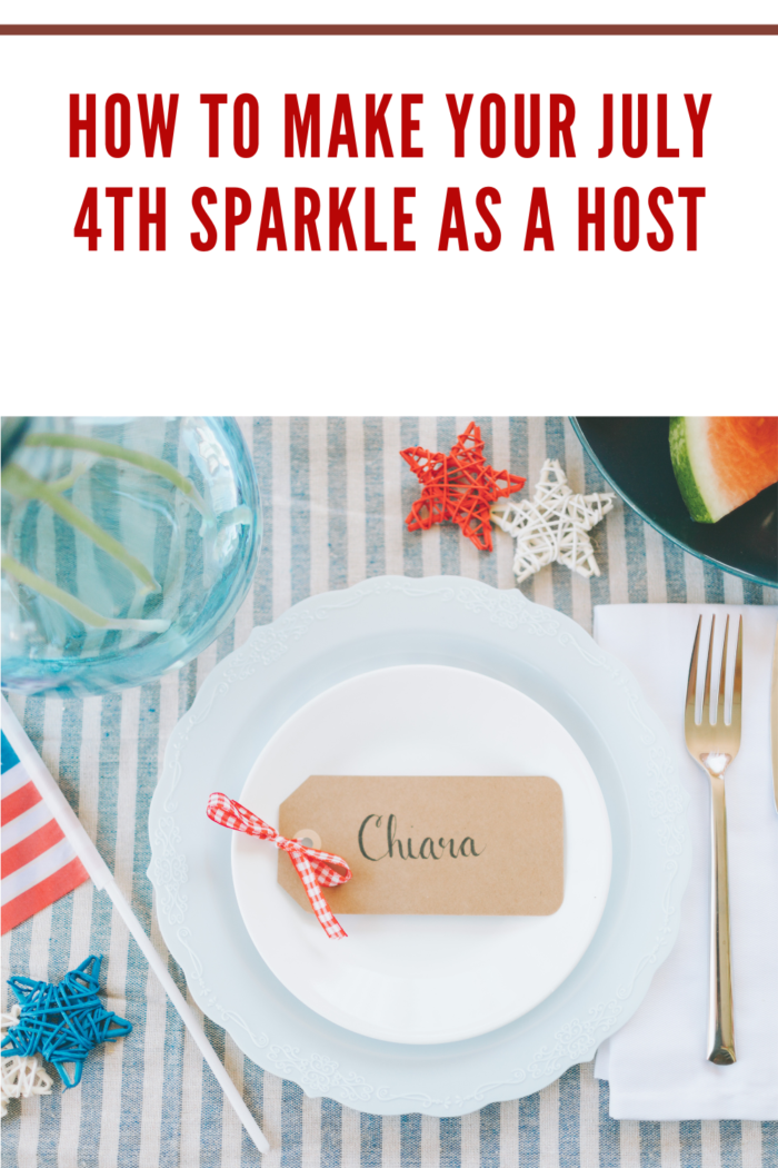 Fourth of July Table Setting with Name on Plate Flatlay