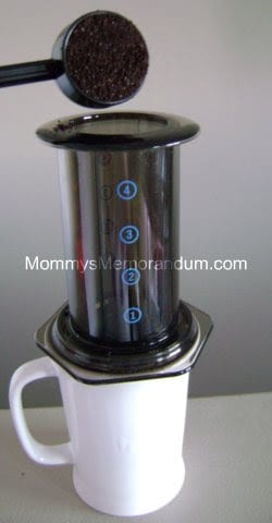 Add the coffee grounds to the AeroPress.