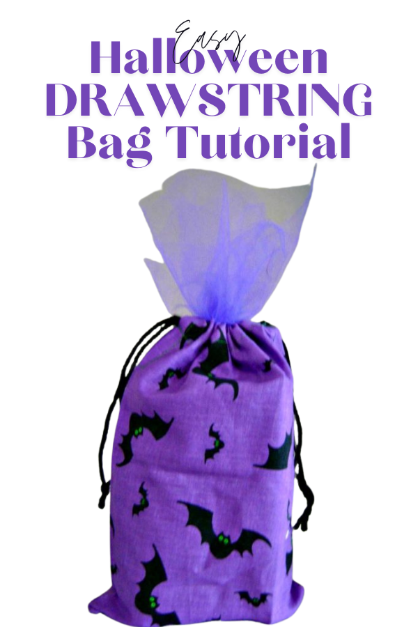 Step-by-step guide for making a Halloween drawstring bag, perfect for trick-or-treating and party favors