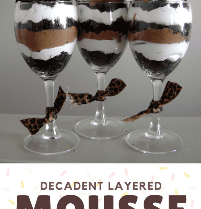 This decadent layered mousse recipe is easy and will have your guests raving about it. It's layers of Oreo, white chocolate, and dark chocolate so every spoonful is decadence!