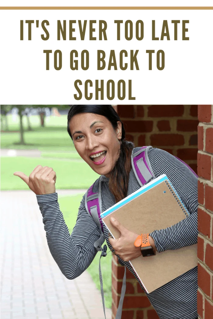 A Mid adult woman heads back to school to continue her education.