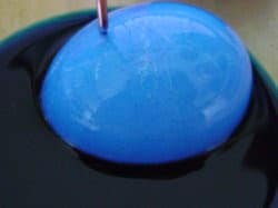 egg in blue dye.