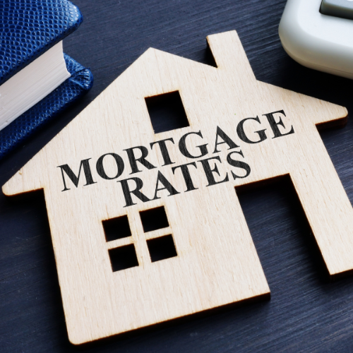 mortgage rates written on wooden house