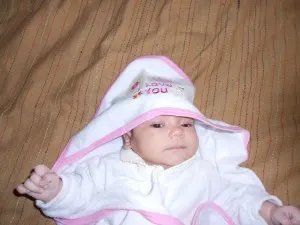 Baby Clara in her Gerber Childrenswear Bath Towel