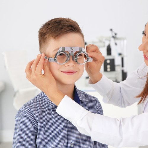 boy at eye doctor