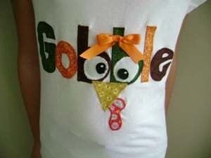 close up of gobble tee shirt