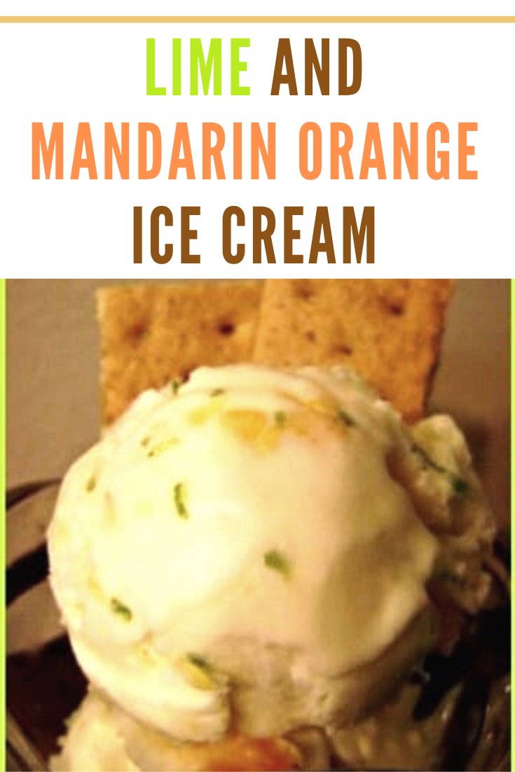 lime and mandarin orange ice cream garnished with graham crackers