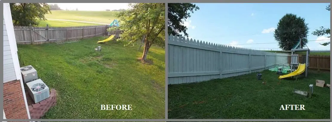 fence before and after with Behr