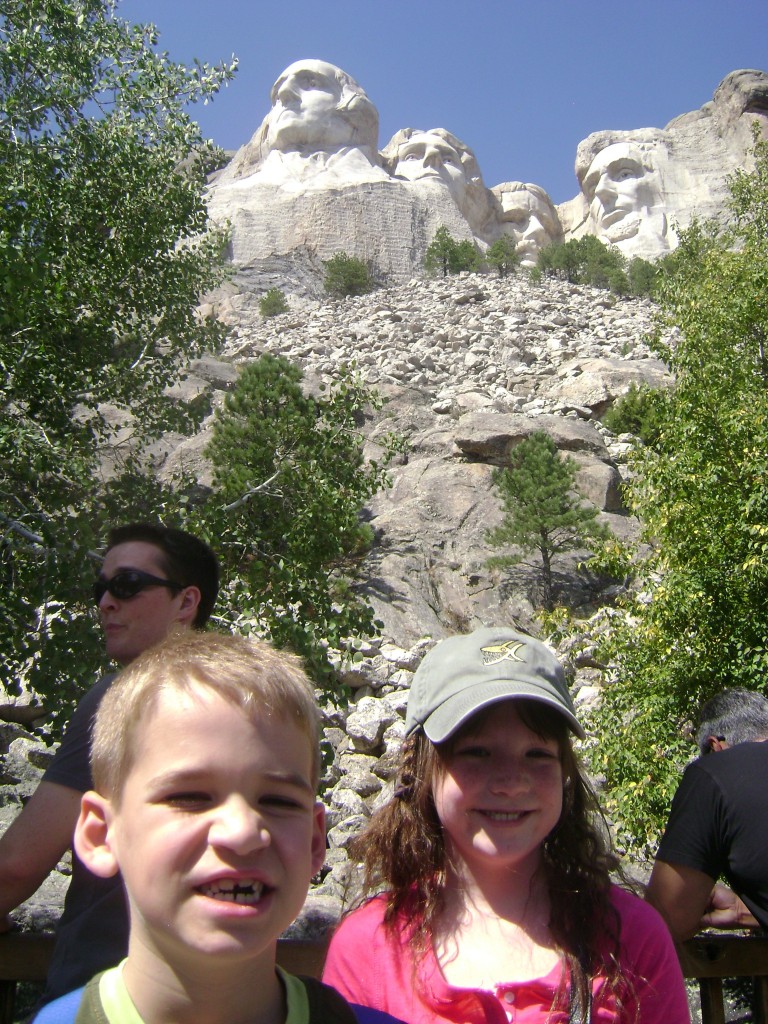 Li'l Man and The Divine Miss M at the viewing deck below Mount Rushmore