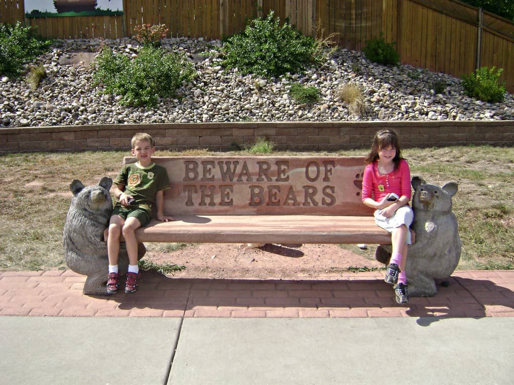 beware of the bears bench at Bear Country USA