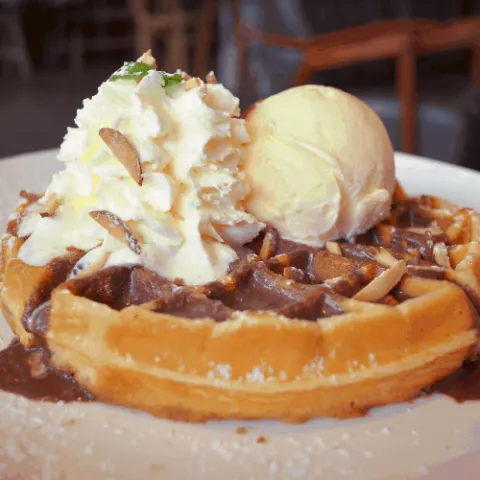waffles with ice cream