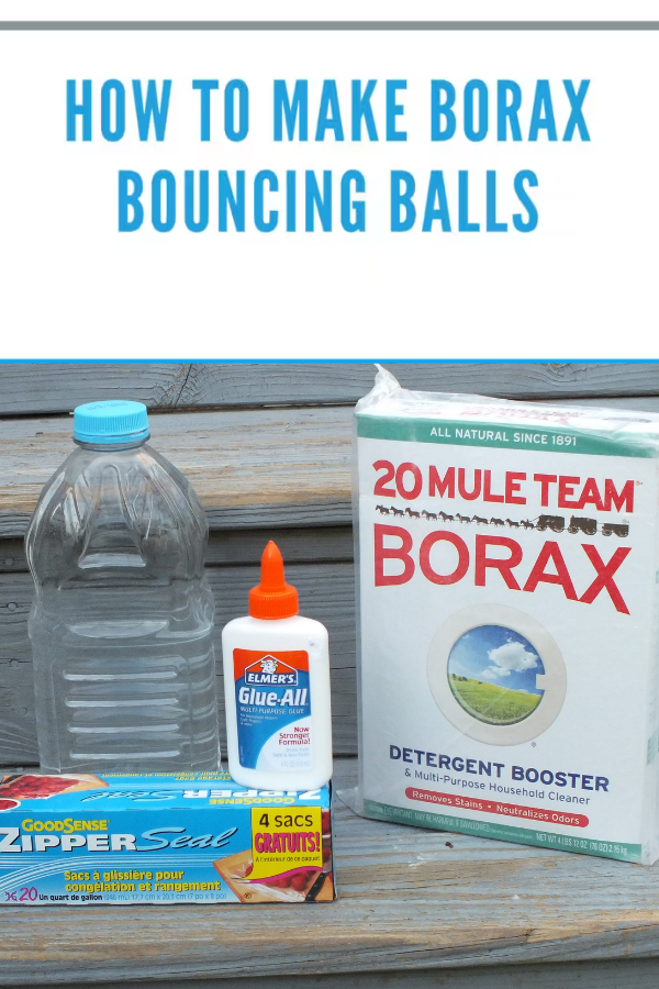 DIY Borax bouncy balls tutorial with vibrant finished balls and ingredients for easy crafting