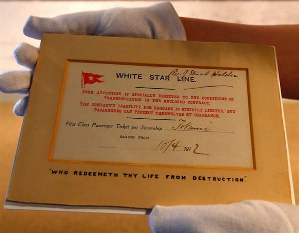This is the only known surviving first class ticket from Titanic, which is on display at the Merseyside Maritime Museum.