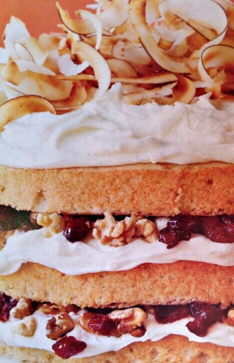 Toasted Coconut Cake with Walnut and Cranberries Recipe