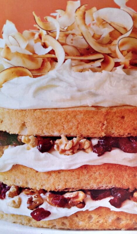 Toasted Coconut Cake with Walnut and Cranberries Recipe