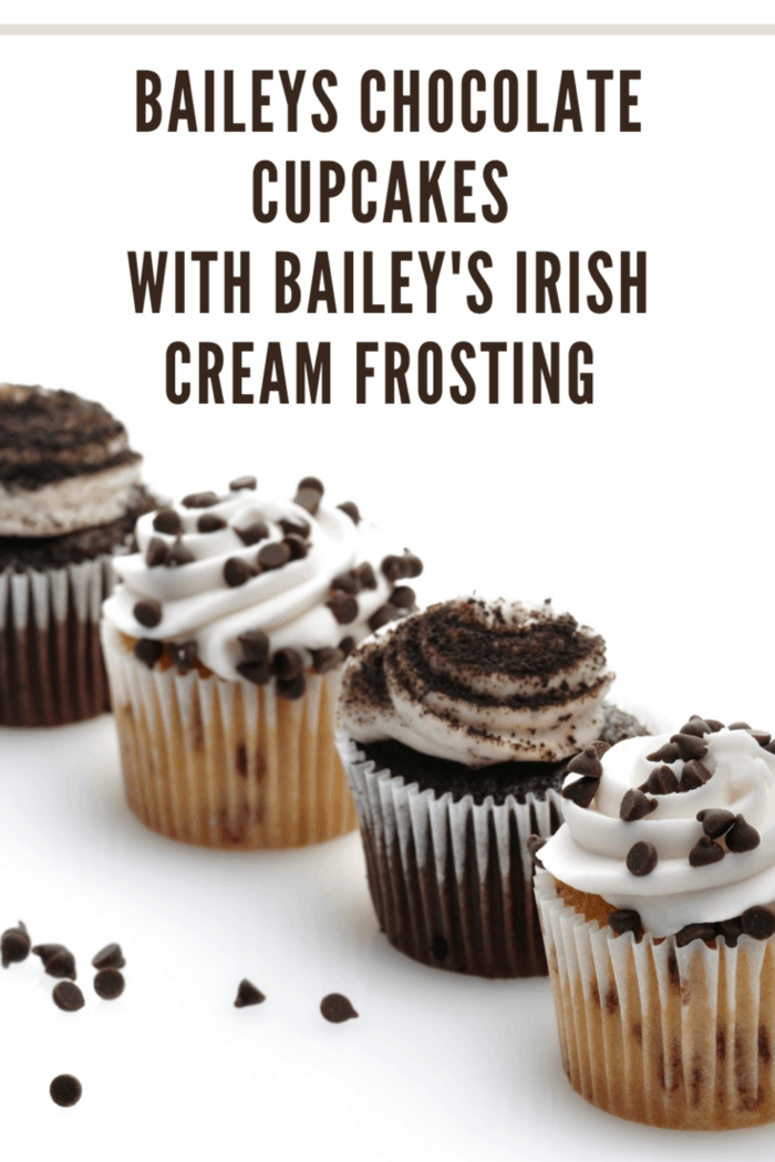 chocolate cupcakes topped with baileys irish cream frosting