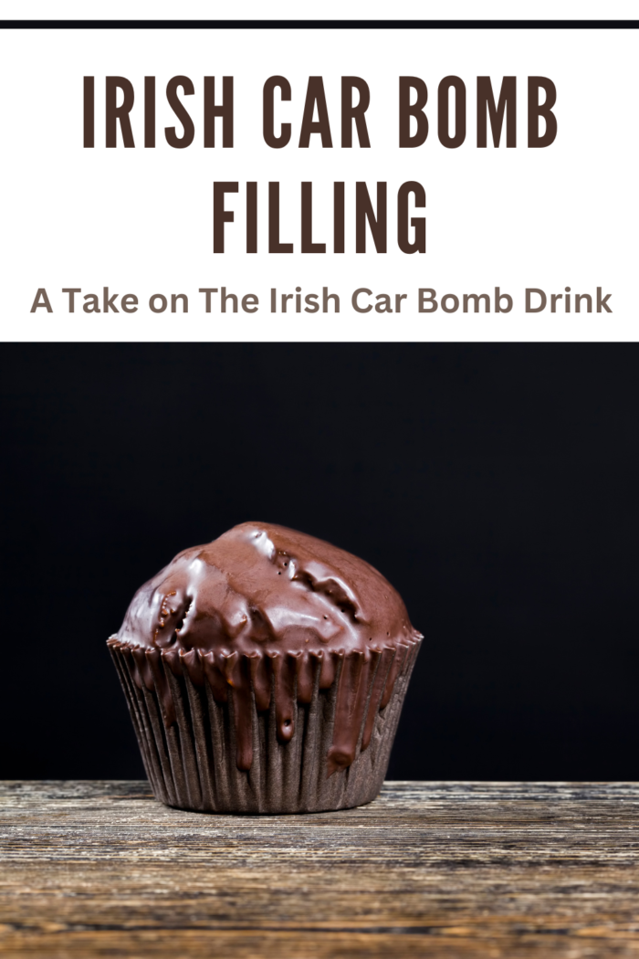 chocolate cupcake filled and smothered in irish car bomb filling