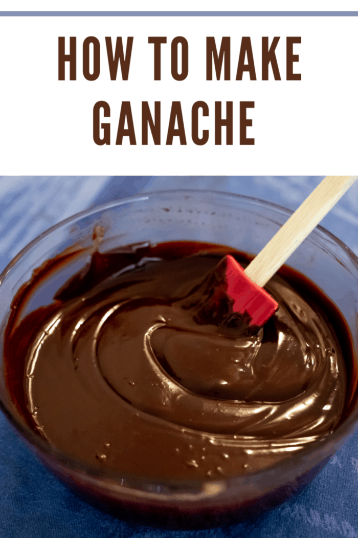chocolate ganache in a bowl with spatula