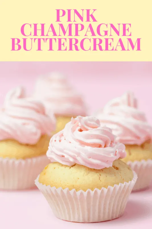 Easy champagne frosting spread on a cake, showing its smooth texture and soft pink color.