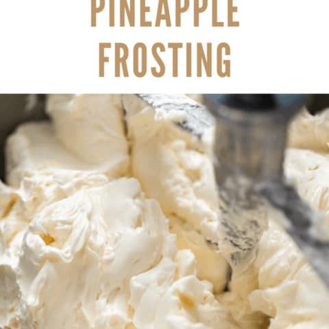 Making pineapple frosting for decorating a vanilla cake.
