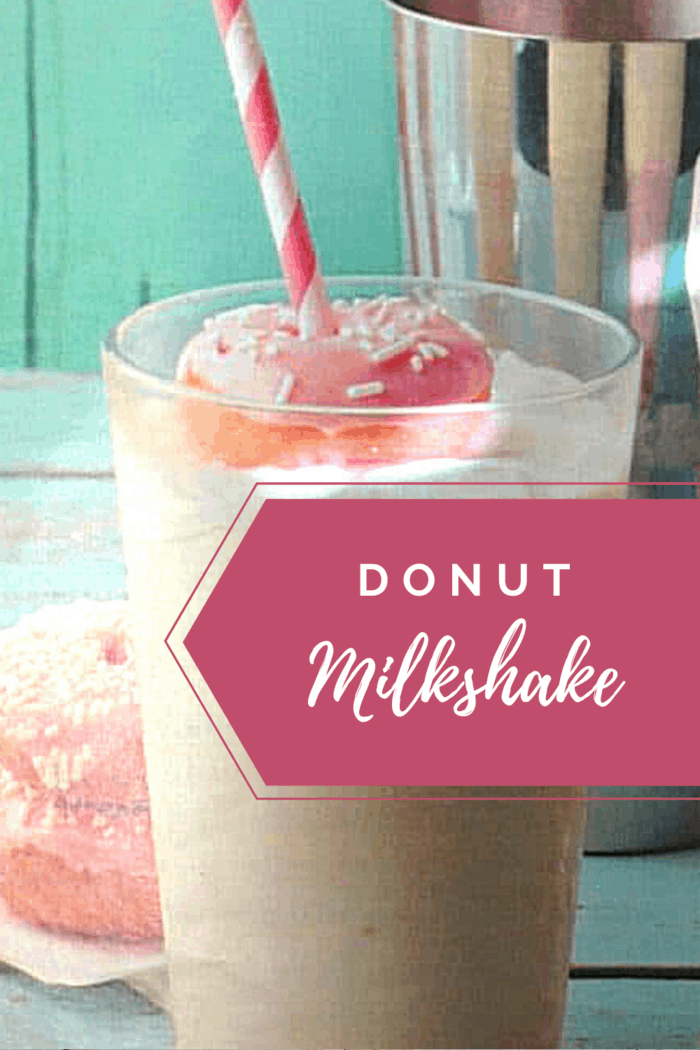 Donut milkshake against soft teal background
