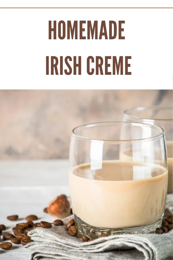 Glass of homemade Irish creme with whiskey and chocolate syrup, perfect for desserts, coffee, and cocktails