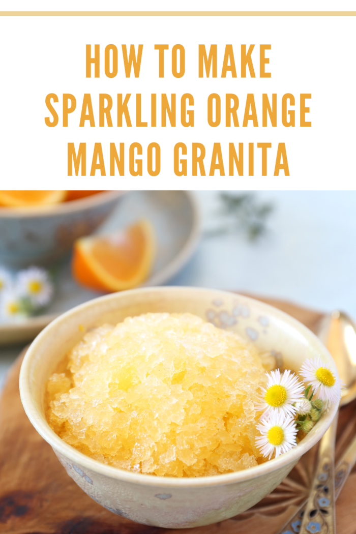 mango orange granita in bowl