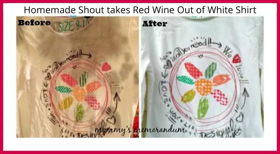 Homemade Shout takes Red Wine Out of White Shirt