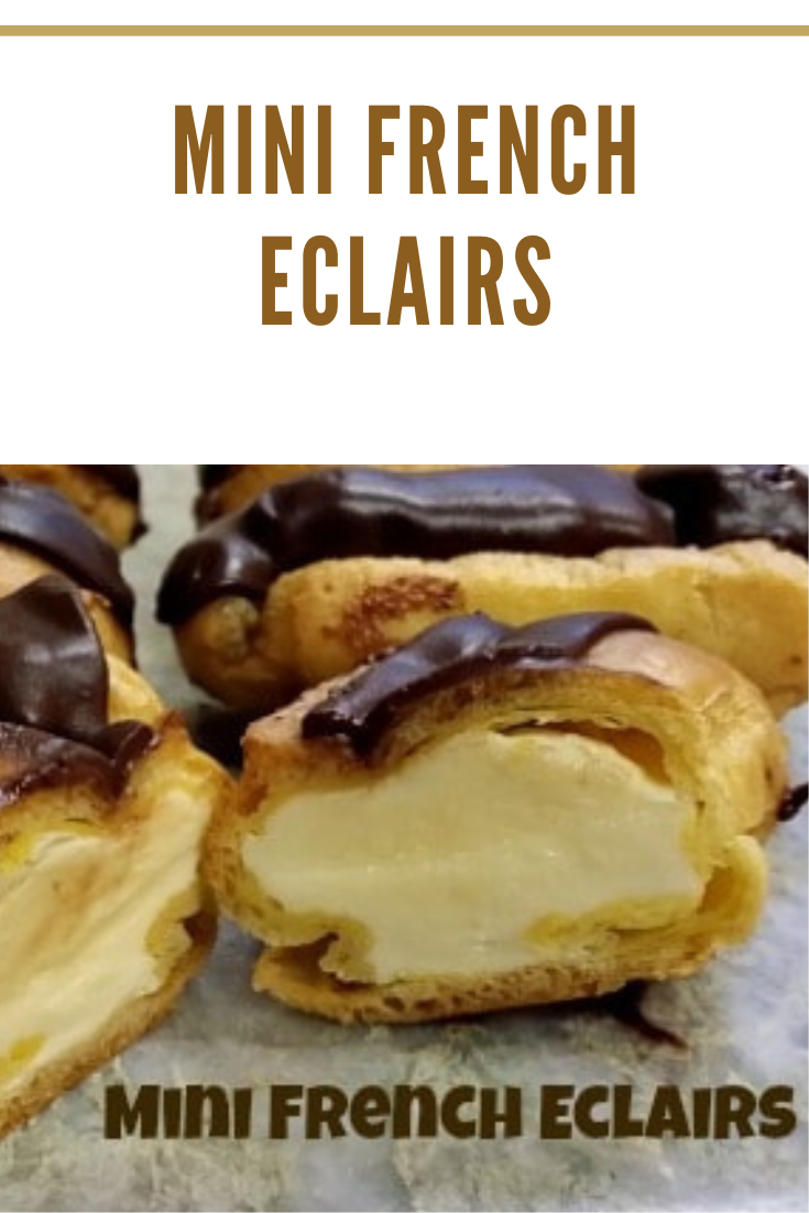 mini french eclairs with one cut open