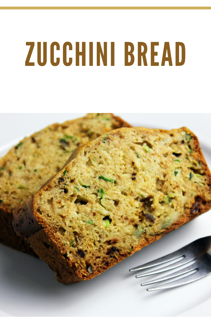 zucchini bread slices with fork
