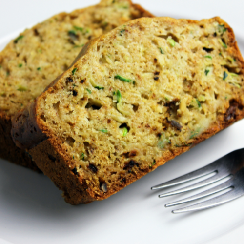 zucchini bread with fork