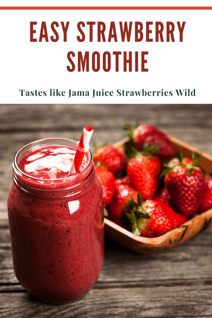 Fresh Jamba Juice strawberry wild smoothie on wooden table
