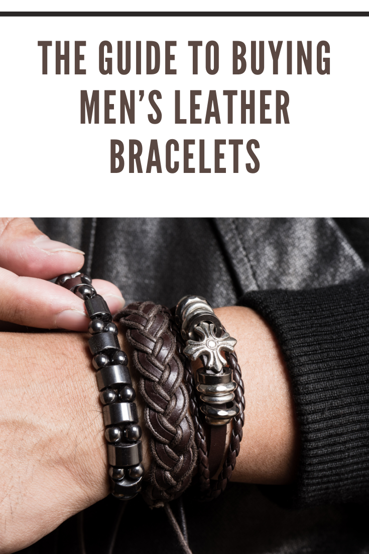 leather bracelets on man's wrist