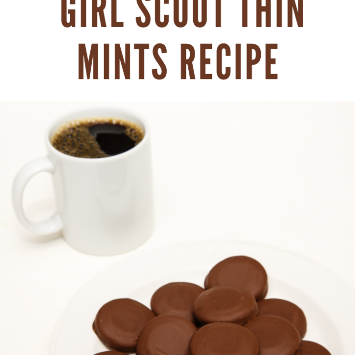 thin mint cookies on white plate with coffee