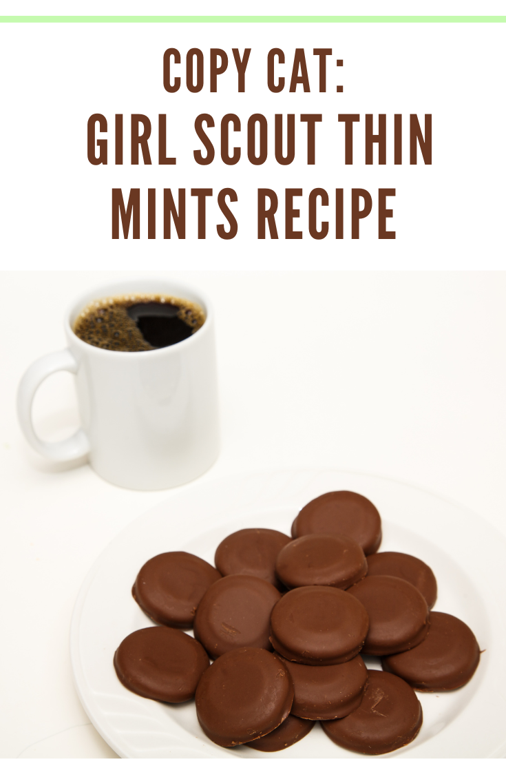 thin mint cookies on white plate with coffee