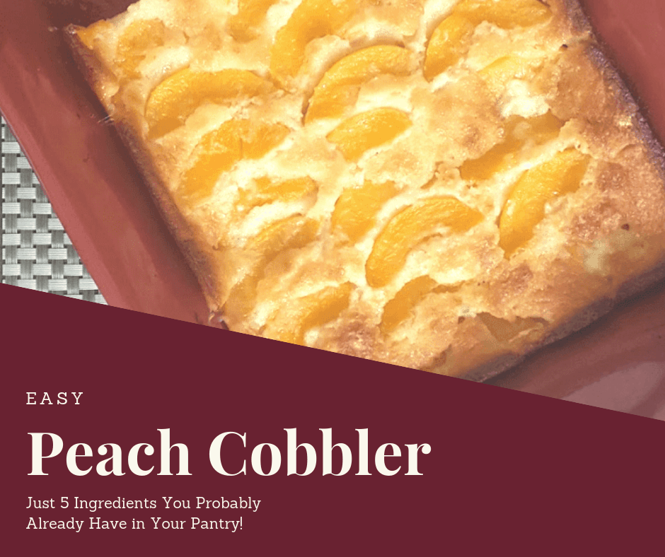 peach cobbler in the oven