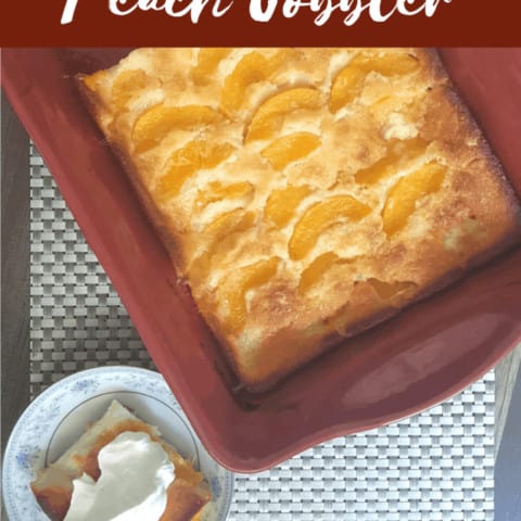 This easy peach cobbler is a delicious dessert with the juicy flavors of peaches. The best part, it's just 5 ingredients.