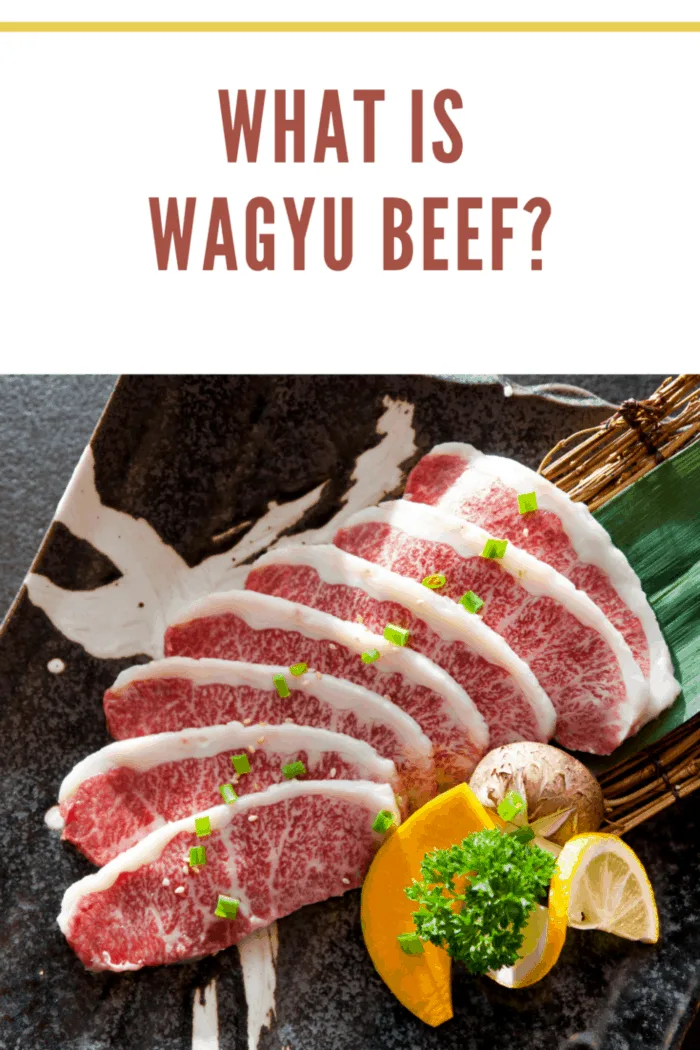 Wagyu Beef sliced decorated in a plate on table