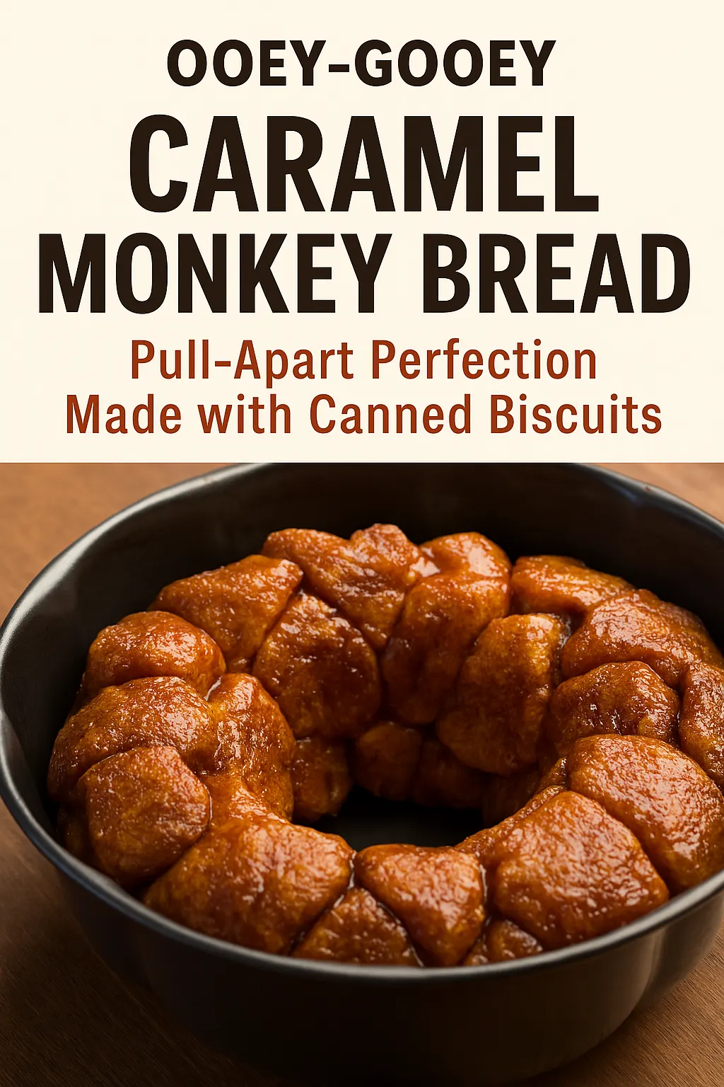 Ooey Gooey Caramel Monkey Bread - An irresistible pull-apart treat made with biscuit dough and buttery caramel!